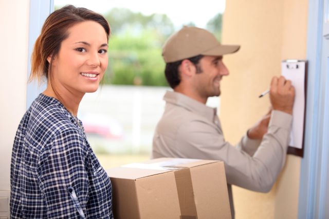 Woman receiving a package