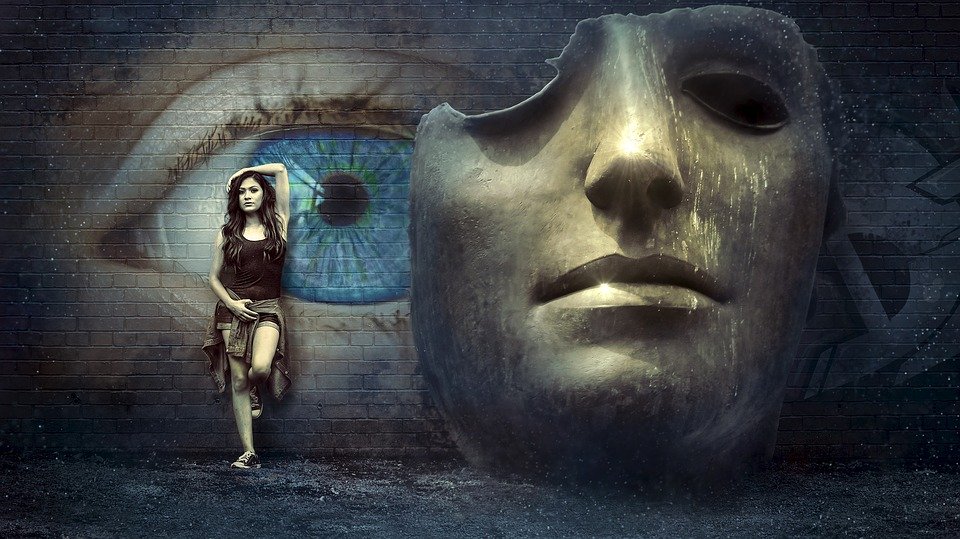Wall Mysticism Mask Girl Fantasy Eye Surreal